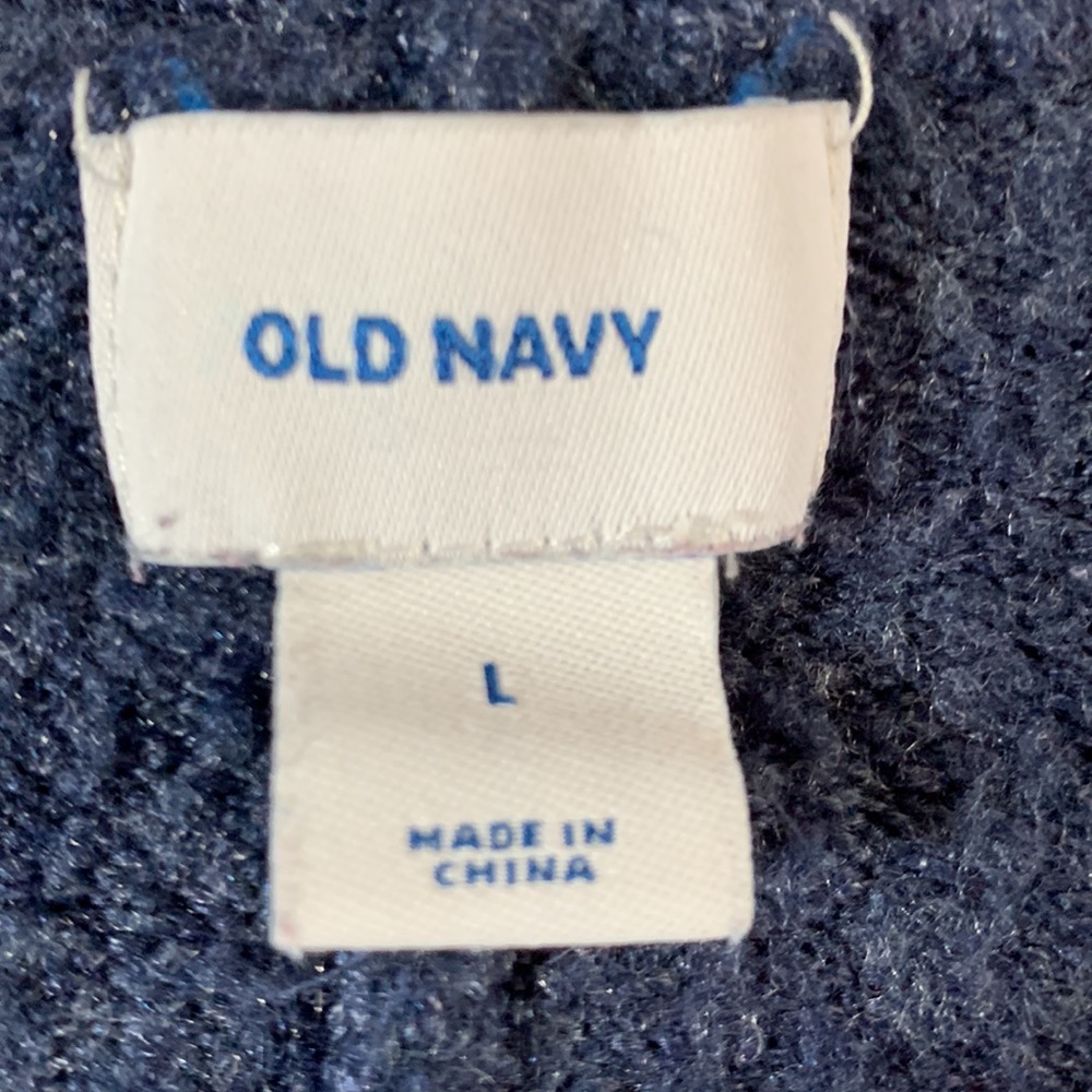 Old Navy blue fuzzy sweater. Drop shoulder. Open front. Size Large - Picture 2 of 8